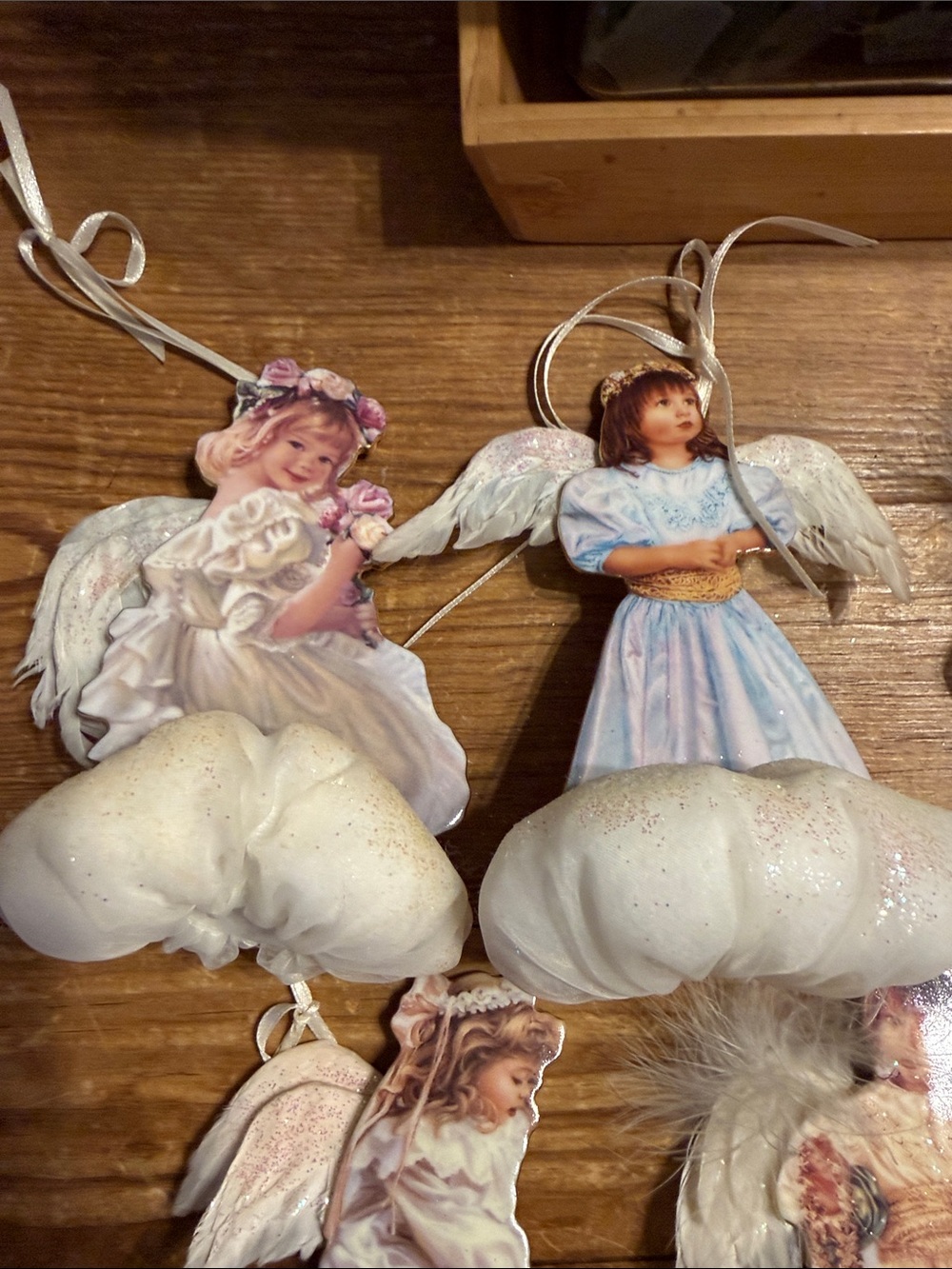 Cream & Pastel Angel Ornament Set - Holiday Tree Decorations Set of 9
